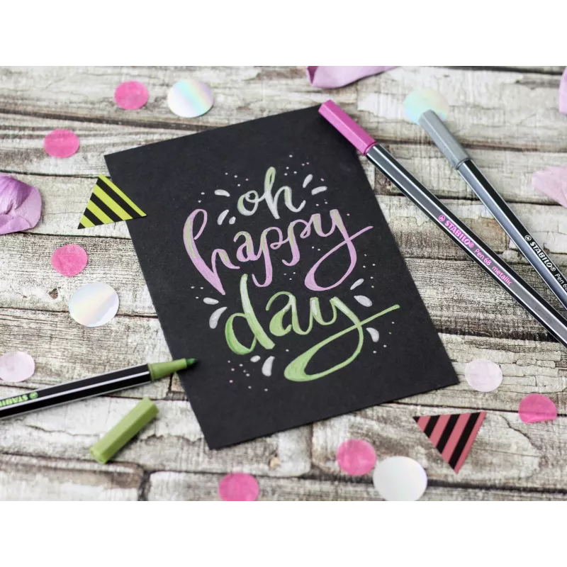 STABILO Pen 68 Metallic kuitukynä - metallinpinkki - 1 kpl