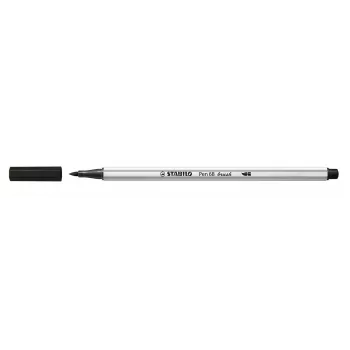 STABILO Pen 68 Brush - medium - musta - sivellinkärki - vesipohjainen muste - Saksa - aikuiset ja lapset