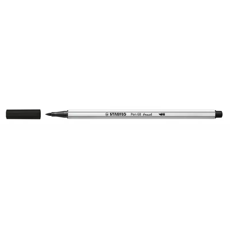 STABILO Pen 68 Brush - medium - musta - sivellinkärki - vesipohjainen muste - Saksa - aikuiset ja lapset