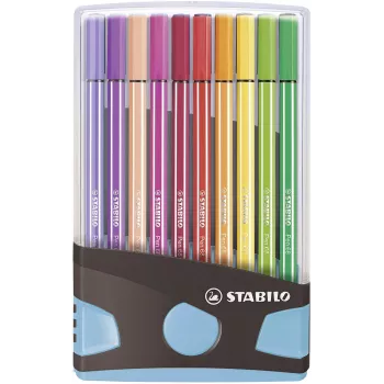 STABILO Pen 68 huopakynäsarja - medium - 20 väriä - lajiteltu - 1 mm - 24 h Cap-Off - vesipohjainen muste