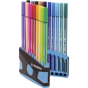 STABILO Pen 68 huopakynäsarja - medium - 20 väriä - lajiteltu - 1 mm - 24 h Cap-Off - vesipohjainen muste