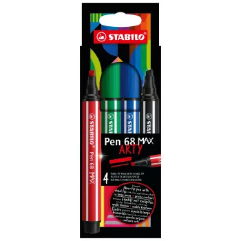 STABILO Pen 68 MAX 4 kpl:n pakkaus ARTY huopakynä viistokärjellä
