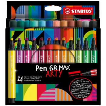 STABILO Pen 68 MAX 24 kpl kotelo ARTY huopakynä viistokärjellä