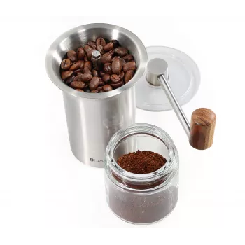 Zassenhaus BARISTA -kahvimylly, ruostumaton teräs/lasi, käsikäyttöinen keraamisella myllyllä