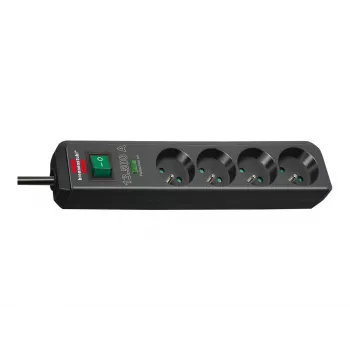 Brennenstuhl Eco-Line 4-osainen jatkojohto ylijännitesuojalla 1,5 m musta 13,5 kA