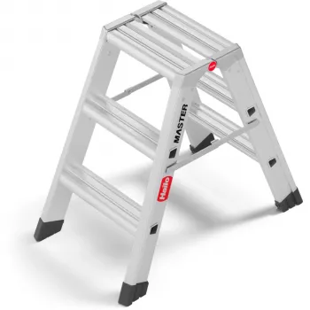 Hailo Master D80 2 x 3 askelmaa kaksipuoliset taittotikkaat, alumiini, 150 kg kantavuus, EN 131