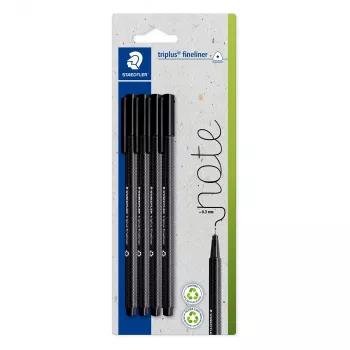 STAEDTLER Triplus Fineliner 0,3 mm musta 4 kpl pakkaus