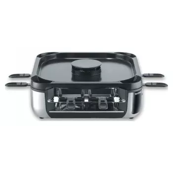 SEVERIN RG 2379 SEVENTO raclette-grilli 1400 W 8 henkilölle musta/hopea