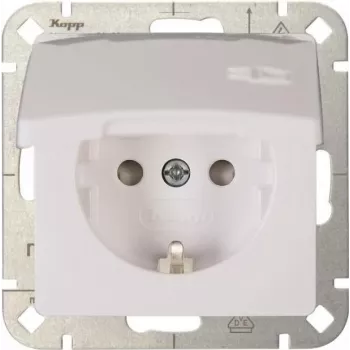 Heinrich Kopp HK05 Schuko-pistorasia korotetulla kosketussuojalla, puhtaanvalkoinen (RAL 9010), uppoasennettava, 16A 250V