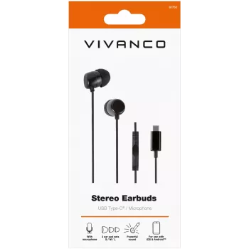 Vivanco Stereo USB-C in-ear-kuulokkeet, musta (61752)