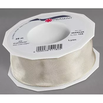 C.E. Pattberg lahjapaperinauha LYON kiiltävä creme 40,0 mm x 25,0 m
