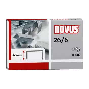 Novus Dahle Novus 26/6 niittipakkaus - 6 mm - 1000 niittiä - sinkitty teräs - hopea