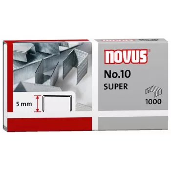 Novus Dahle No.10 SUPER niitit - 5 mm:n jalan pituus - ruostumaton teräs - 1000 niittiä - kapasiteetti 20 arkkia