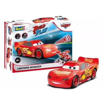 Revell Build & Play Disney Pixar Cars Lightning McQueen ajoneuvo valolla & äänellä, mittakaava 1:20, koottava rakennussarja