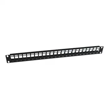 Panasonic 3SR-PATCH-24P 24 portin patch-paneeli (Keystone-tyyppi) sis. 24 RJ45 Cat.6 UTP Keystone -liitäntää - musta