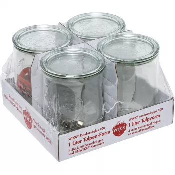 WECK Round Rim Jar Tulip 1,0L 4 kpl:n pakkaus