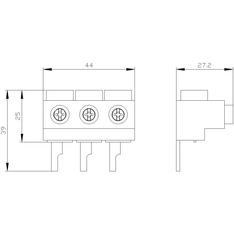 SIEMENS SIRIUS 3RV1915-5A syöttöliitin, 3-napainen, ruuviliitäntä, 690 V, IP20