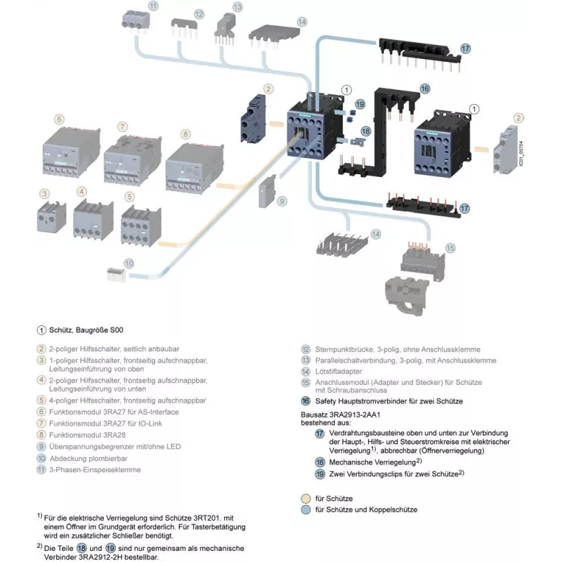 Siemens SIRIUS 3RA29 liitäntämoduuli malleille 3RV2011 ja 3RT201