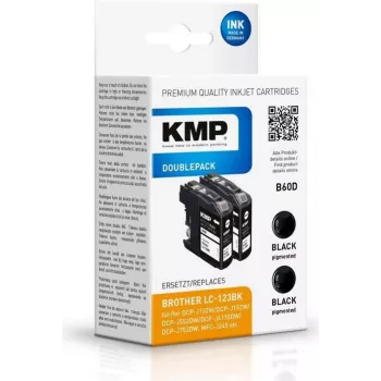 KMP DOUBLEPACK B60D musta mustekasetti 2 kpl pakkaus, 14,1 ml