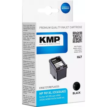 KMP H47 - 14 ml - musta - yhteensopiva - mustepatruuna (vaihtoehto: HP 901XL, HP CC654AE) - HP Officejet 4500, 4500 G510, J4524, J4540, J4550, J4585, J4624, J4640, J4660, J4680