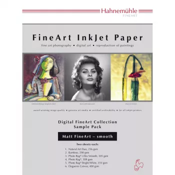 Hahnemühle Digital FineArt A4 testipakkaus matat, sileät paperit