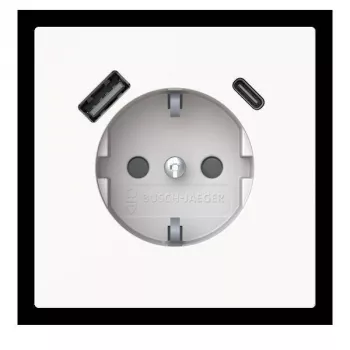 Busch-Jaeger SCHUKO / USB-A+C pistorasia Safety+ 20 EUCB2USBAC-44G Studio White