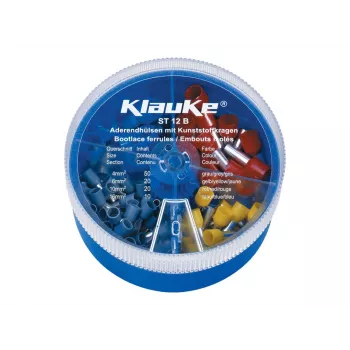 KLAUKE eristettyjen johdinpääteholkkien lajitelma 4-16 mm², 275 kpl, DIN 46228 osa 4