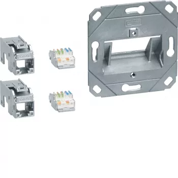 Hager GMKSRJ45C6A2 liitäntämoduuli 2x RJ45 Cat.6a UAE-keskiölevyyn 2-osainen halogeeniton