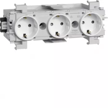 HAGER GS30019016 3-osainen pistorasia, napavalkoinen, pikaliittimet