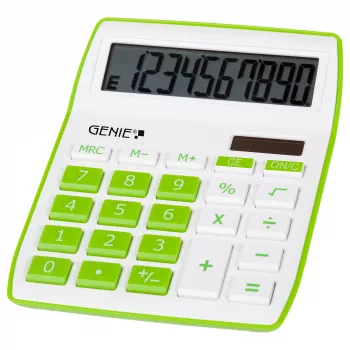 Genie 840 G pöytälaskin - 10-numeroinen - kallistettava näyttö - aurinko & paristo - vihreä/valkoinen