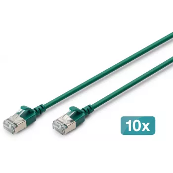 DIGITUS CAT 6A F-FTP Slim -verkkokaapeli, kupari, LSZH, 0,5 m, harmaa