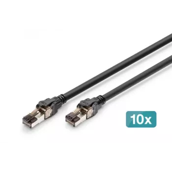 DIGITUS CAT 8.1 S/FTP kytkentäkaapeli, Cu, LSZH, 2 m, musta, 10 kpl