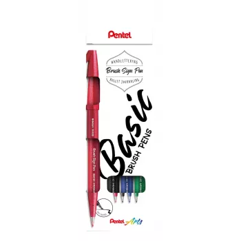 Pentel Sign sivellinkynäsarja 4 sekalaista väriä musta punainen sininen vihreä