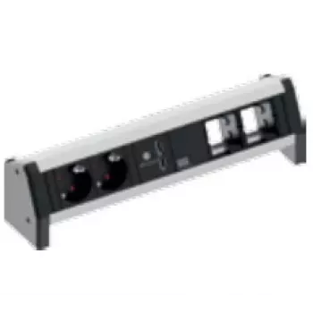 Bachmann DESK 1 pöytäliitäntäpaneeli, alumiini, musta, 2 AC-pistorasiaa, 230 V, 16 A, USB-lataustoiminto