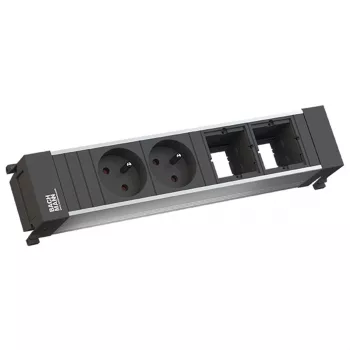 Bachmann Power Frame 916.047 pöytäpistorasia 2x Type-E (FR/UTE) hopea