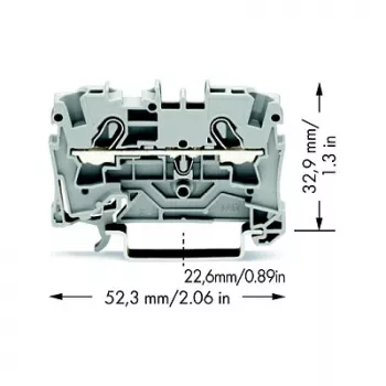 WAGO 2004-1201 läpivientiliitin, 2-johdin, 800 V, 32 A, harmaa, 6,2 mm leveys, CAGE CLAMP