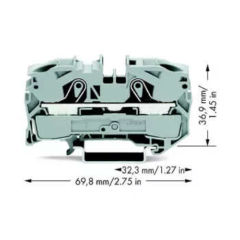 WAGO 2016-1201 läpivientiliitin, 16 mm², 800 V, harmaa, Push-in CAGE CLAMP
