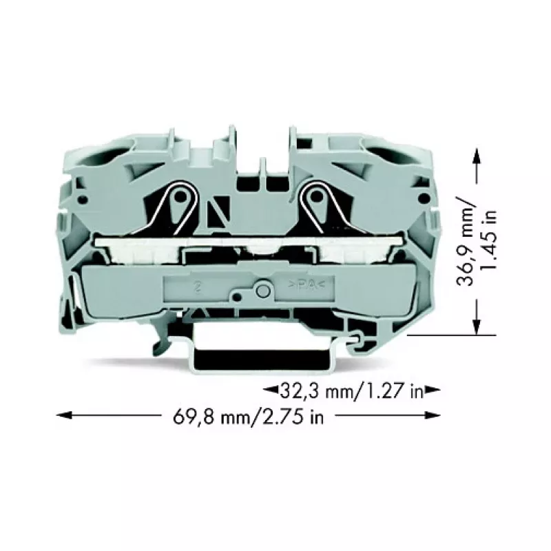 WAGO 2016-1201 läpivientiliitin, 16 mm², 800 V, harmaa, Push-in CAGE CLAMP