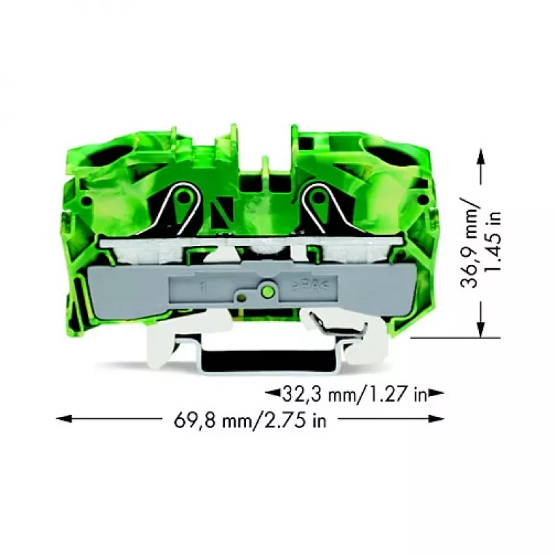 WAGO 2016-1207 2-johtiminen maadoitusliitin, 16 mm²