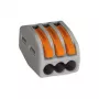WAGO 222-413 3-johtimen vipuhahliliitin, 32 A, 400 V, harmaa/oranssi