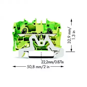 WAGO 2001-1207 2-johtimen maadoitusliitin, 1,5 mm²