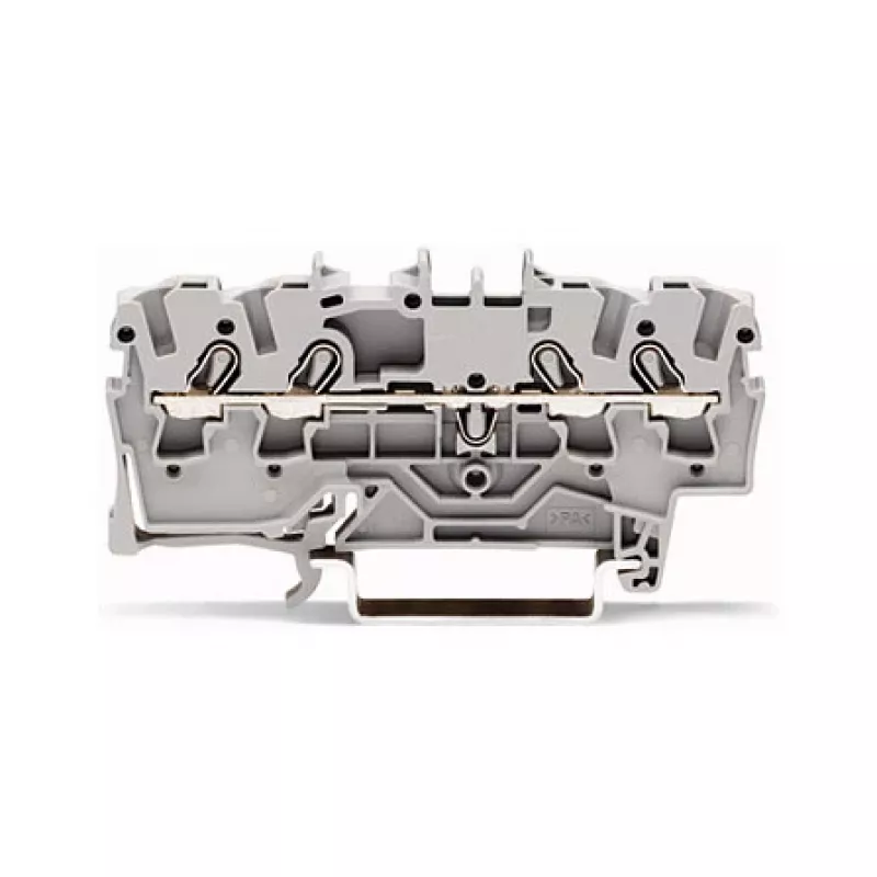 WAGO 2002-1401 läpivientiliitin, 4-johtimen, 2,5 mm², Push-in CAGE CLAMP, 800 V, harmaa