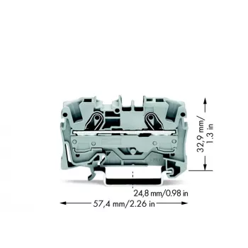 WAGO 2006-1201 läpivientiliitin, 2-johtimen, 6 mm², 800 V, harmaa, DIN-kisko 35