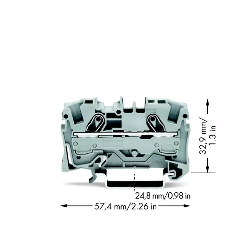 WAGO 2006-1201 läpivientiliitin, 2-johtimen, 6 mm², 800 V, harmaa, DIN-kisko 35