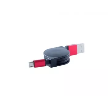ShiverPeaks USB 2.0 -latauskaapeli A-uros - Micro-B-uros, sisäänvedettävä, punainen, 0,8 m