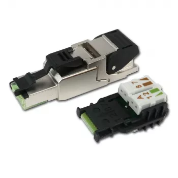 Telegärtner RJ45-liitin MFP8 Cat.6a (Deep), T568A esiasennetulla pölysuojuksella, tukeva sinkkipainevalukotelo - 1 kpl (J00026A2004)