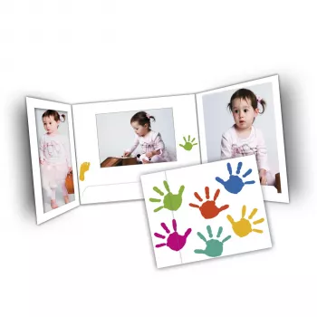 DAIBER Hands Portrait Photo Folders 13x18 cm, 25 kpl:n pakkaus, valkoinen monivärinen kädenjälkikuvio