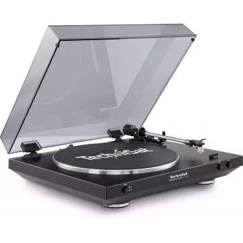 TechniSat TechniPlayer LP 200 levysoitin - musta/hopea - hihnaveto - 33/45/78 kierr./min - USB-digitalisointi - RCA-lähtö