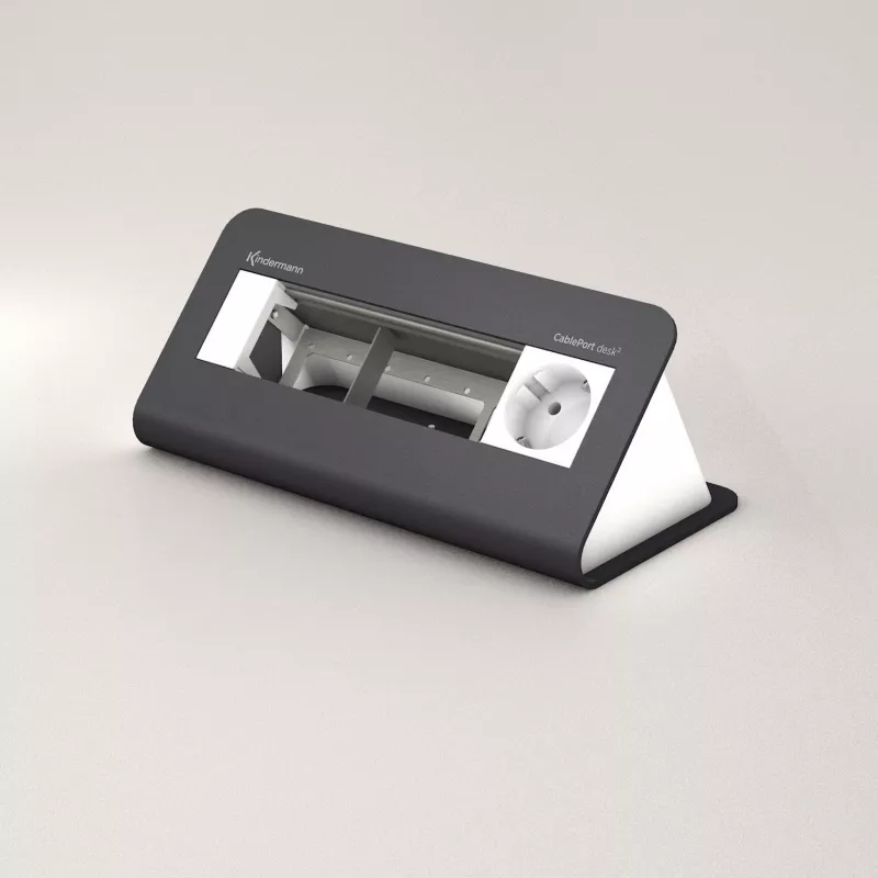 Kindermann CablePort desk 80 4-kertainen työpöydän virtamoduuli, musta