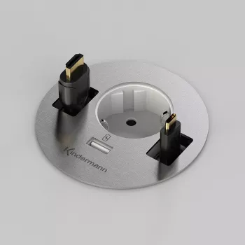 Kindermann CablePort table³ pöytäliitäntärasia upotusasennukseen, hopea